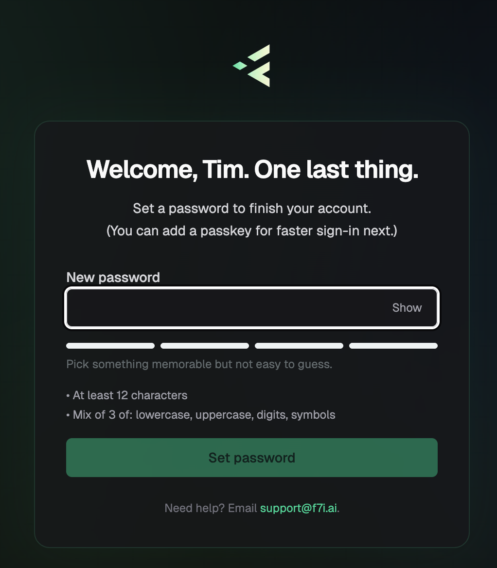 Set your password