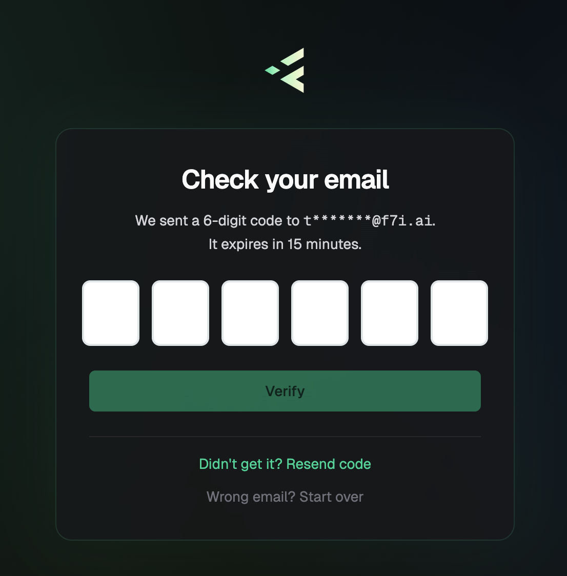 Check your email for the verification code